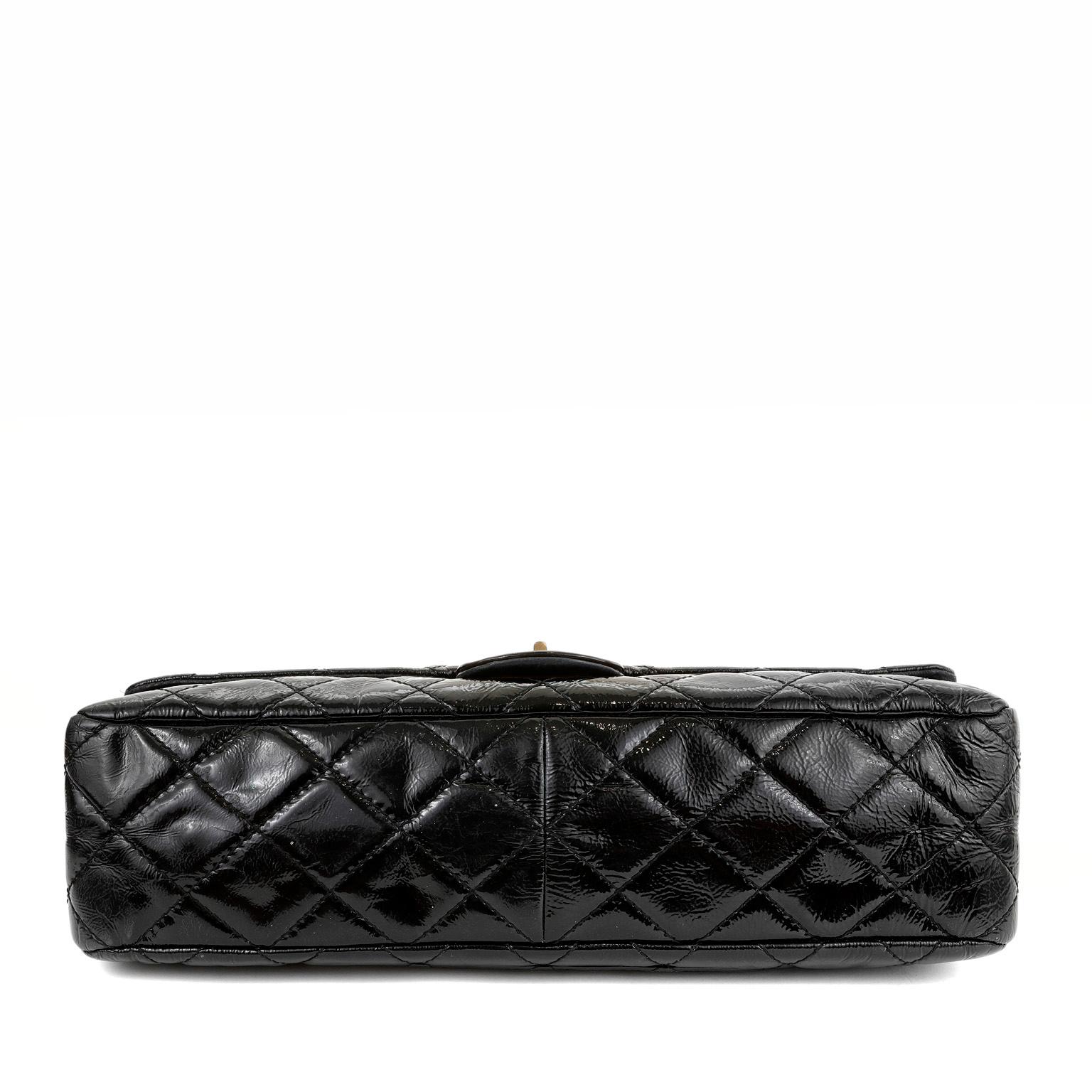 Women's Chanel Black Patent Leather XL Reissue Flap Bag 