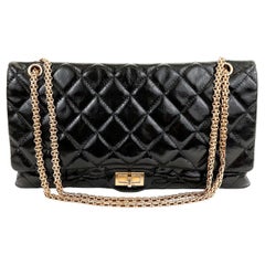 Chanel Black Patent Leather XL Reissue Flap Bag 