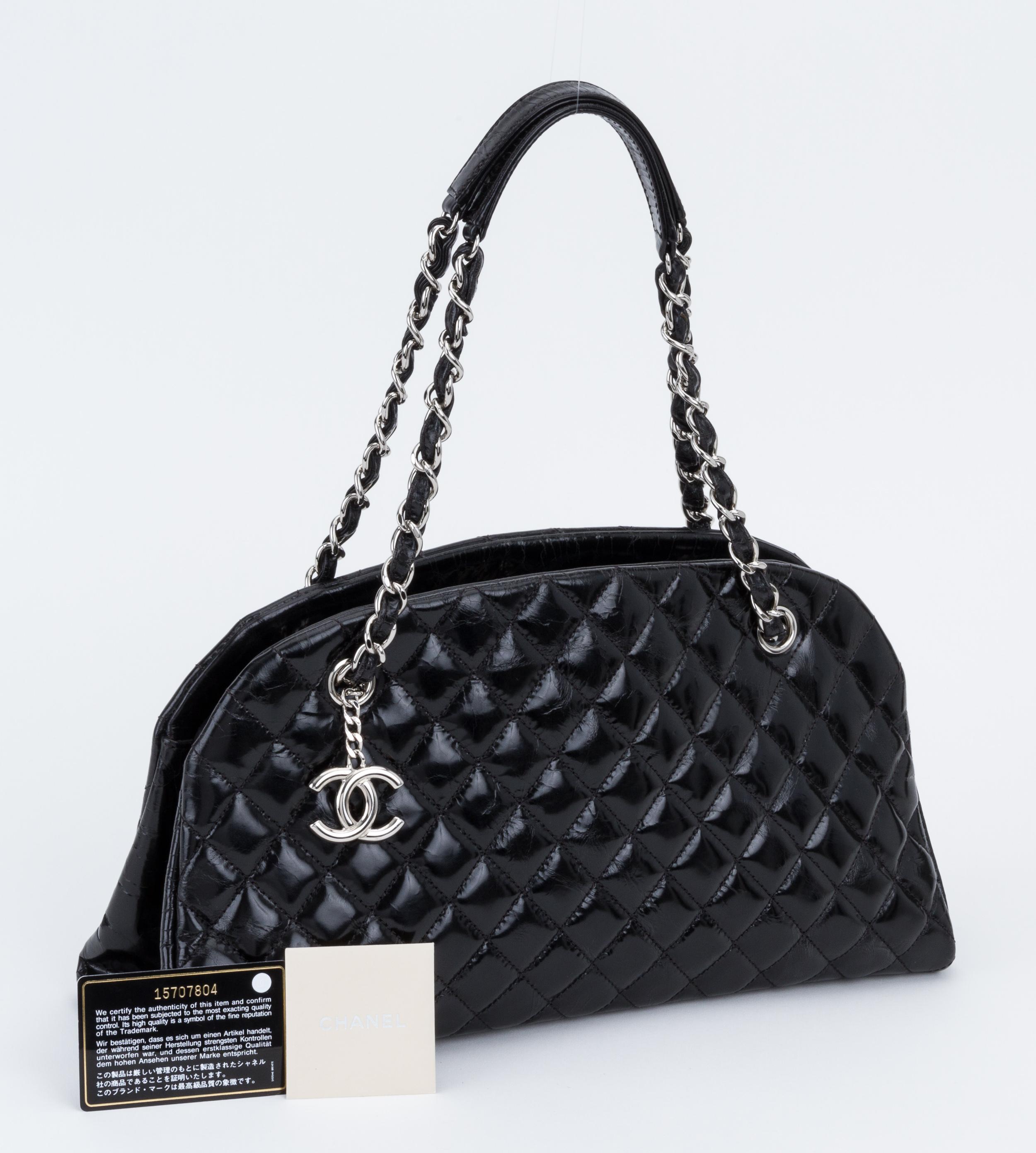 Chanel Black Patent Mademoiselle Medium Bag 4