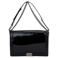 Chanel Black Patent Maxi Boy Bag