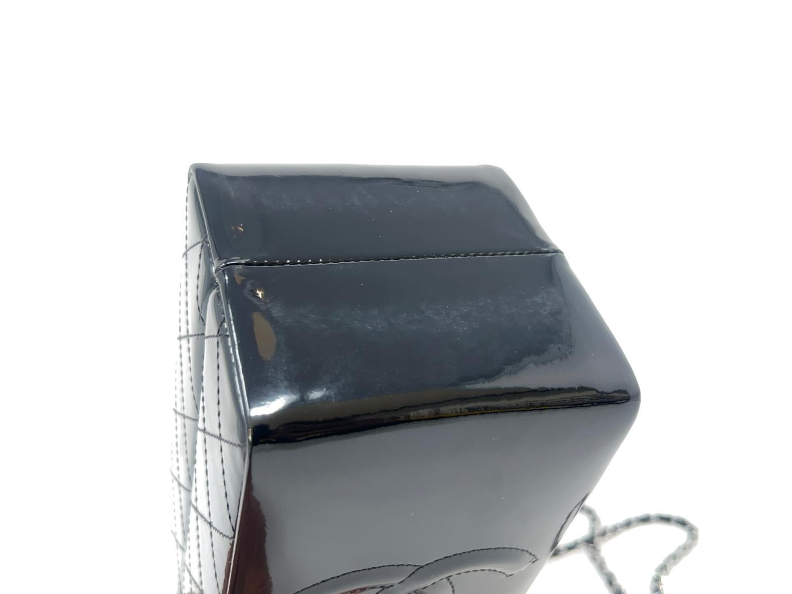 Chanel Black Patent Milk Carton Bag Silver Hardware Fall / Winter 2014 In New Condition For Sale In Baleares, Baleares