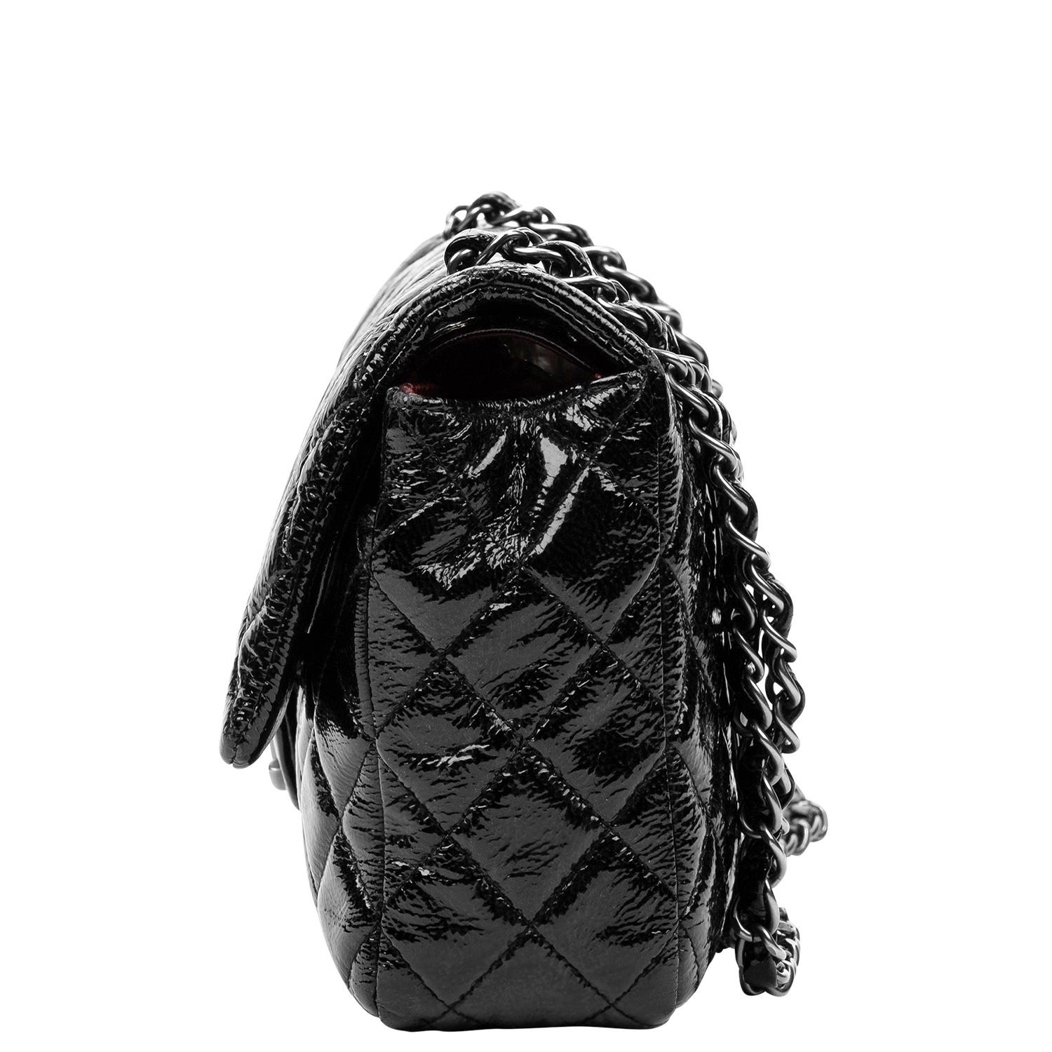 Chanel Black Patent Small Double Flap Bag In Good Condition In Atlanta, GA