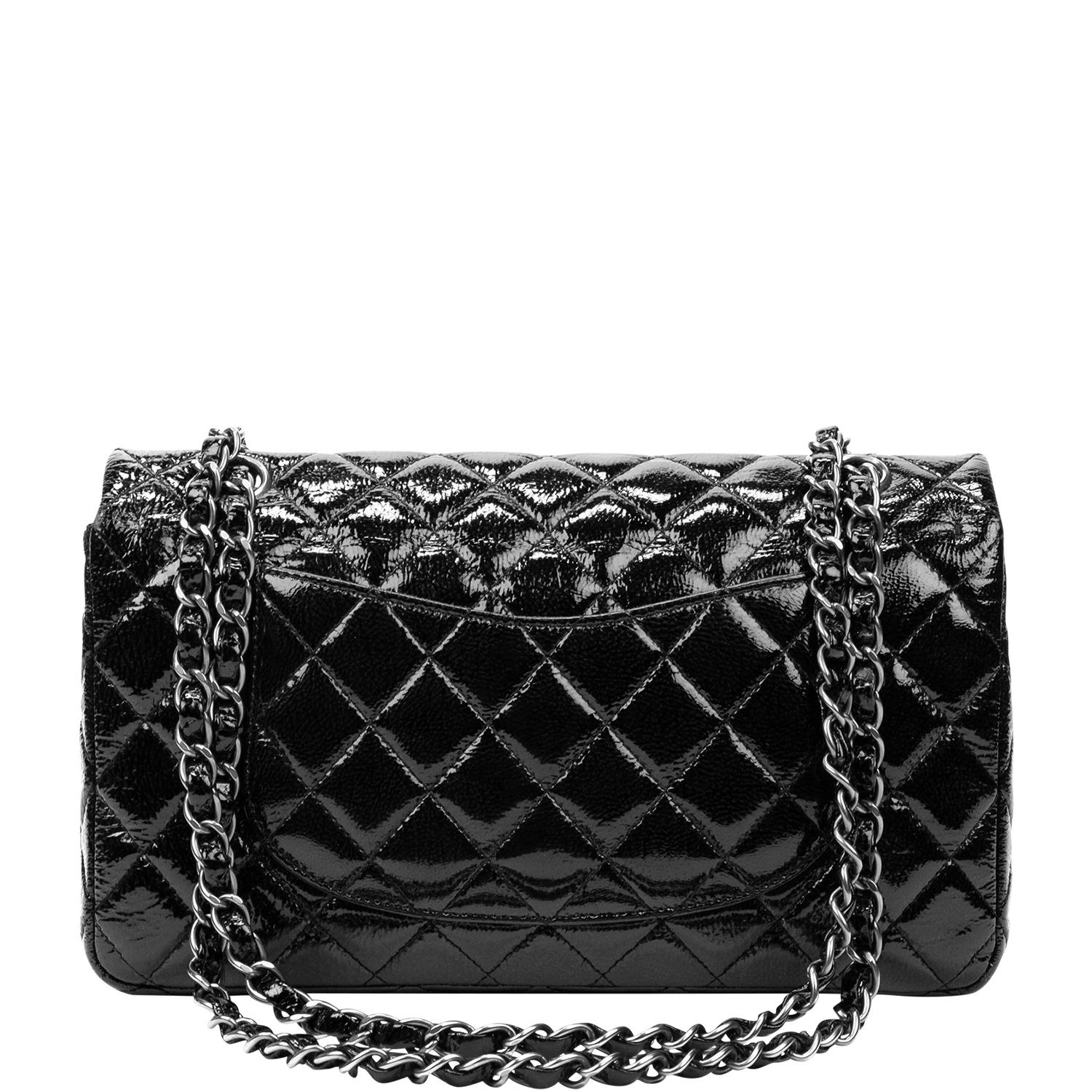 Women's or Men's Chanel Black Patent Small Double Flap Bag