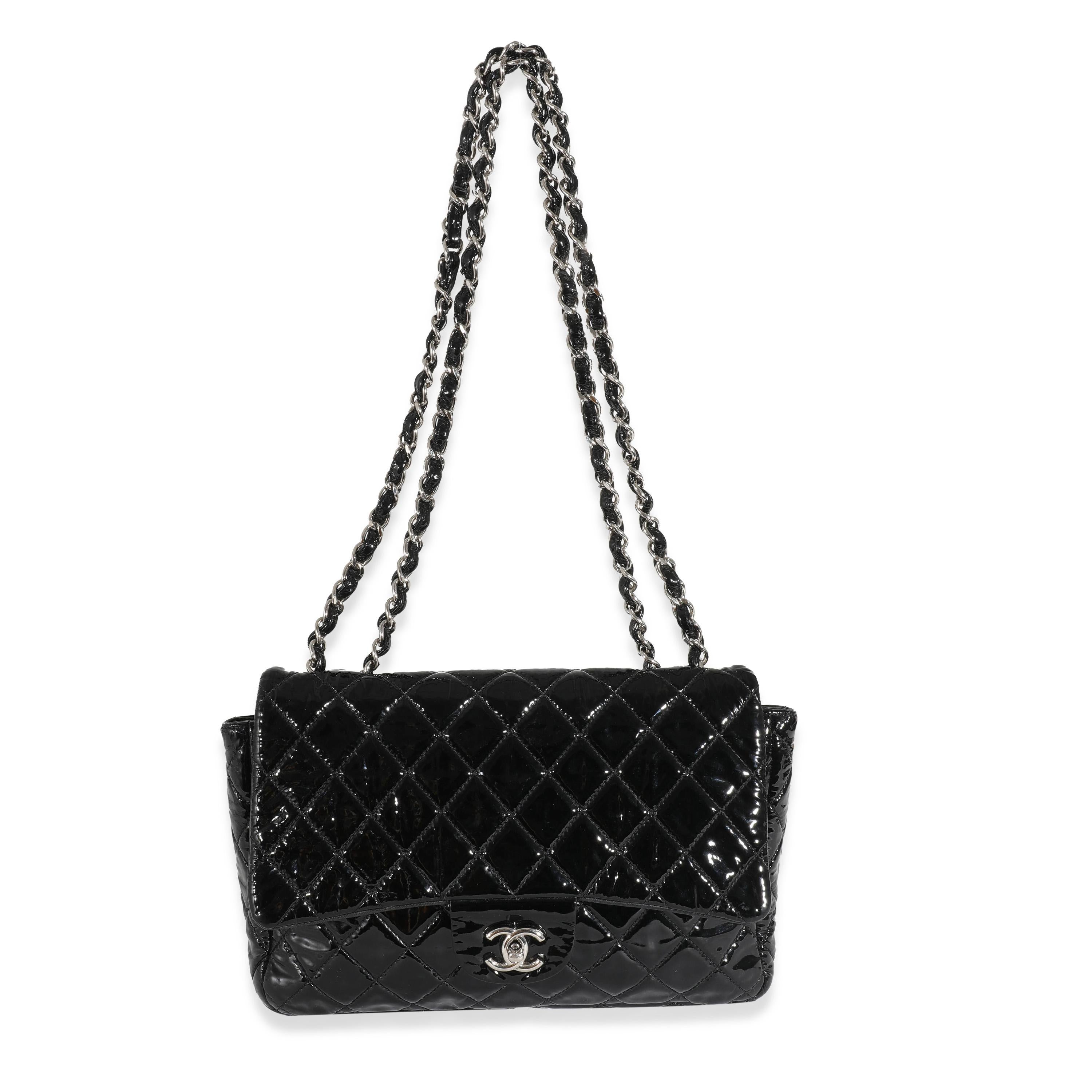 Chanel Black Patent Soft Jumbo Single Flap Bag 2