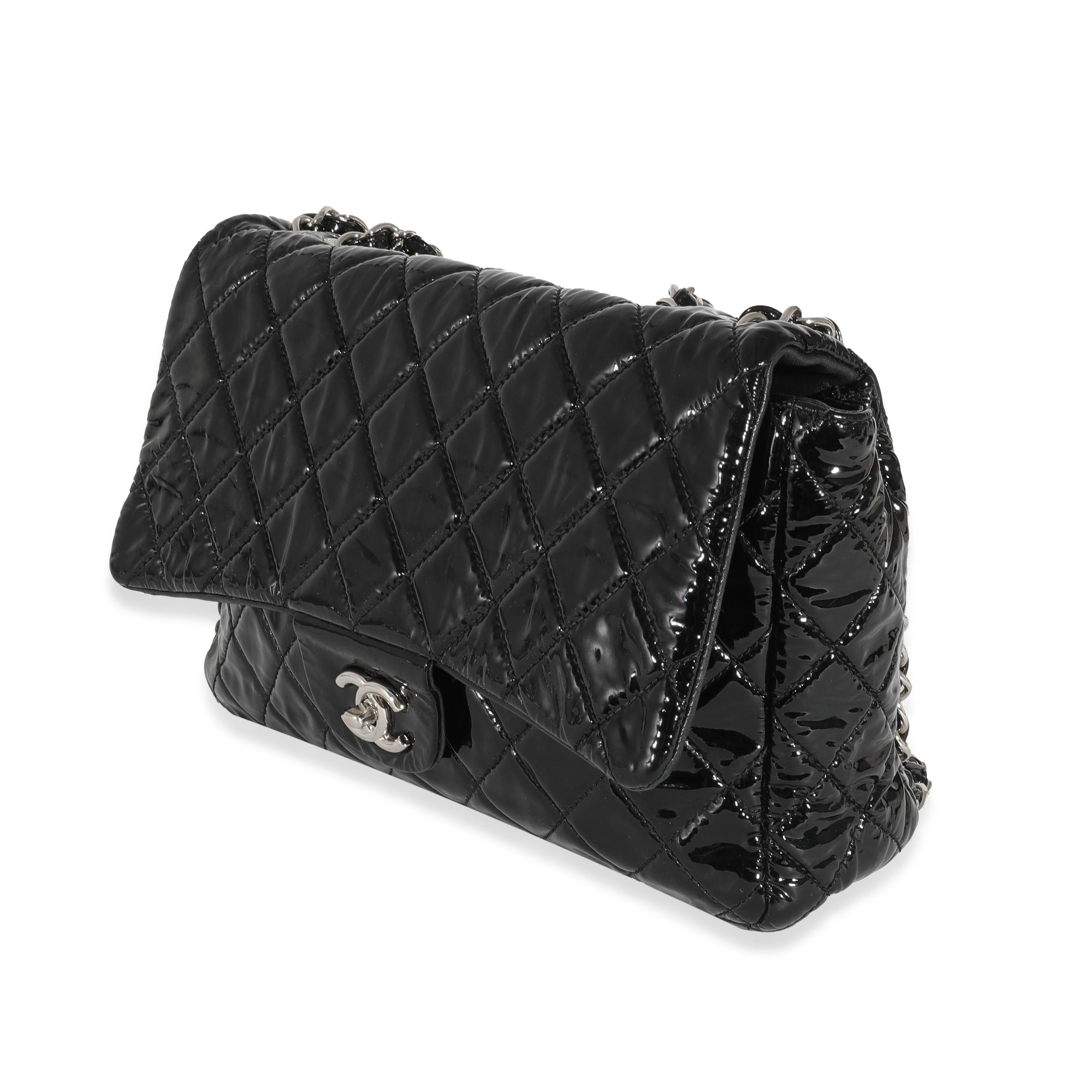 Chanel Black Patent Soft Jumbo Single Flap Bag 3