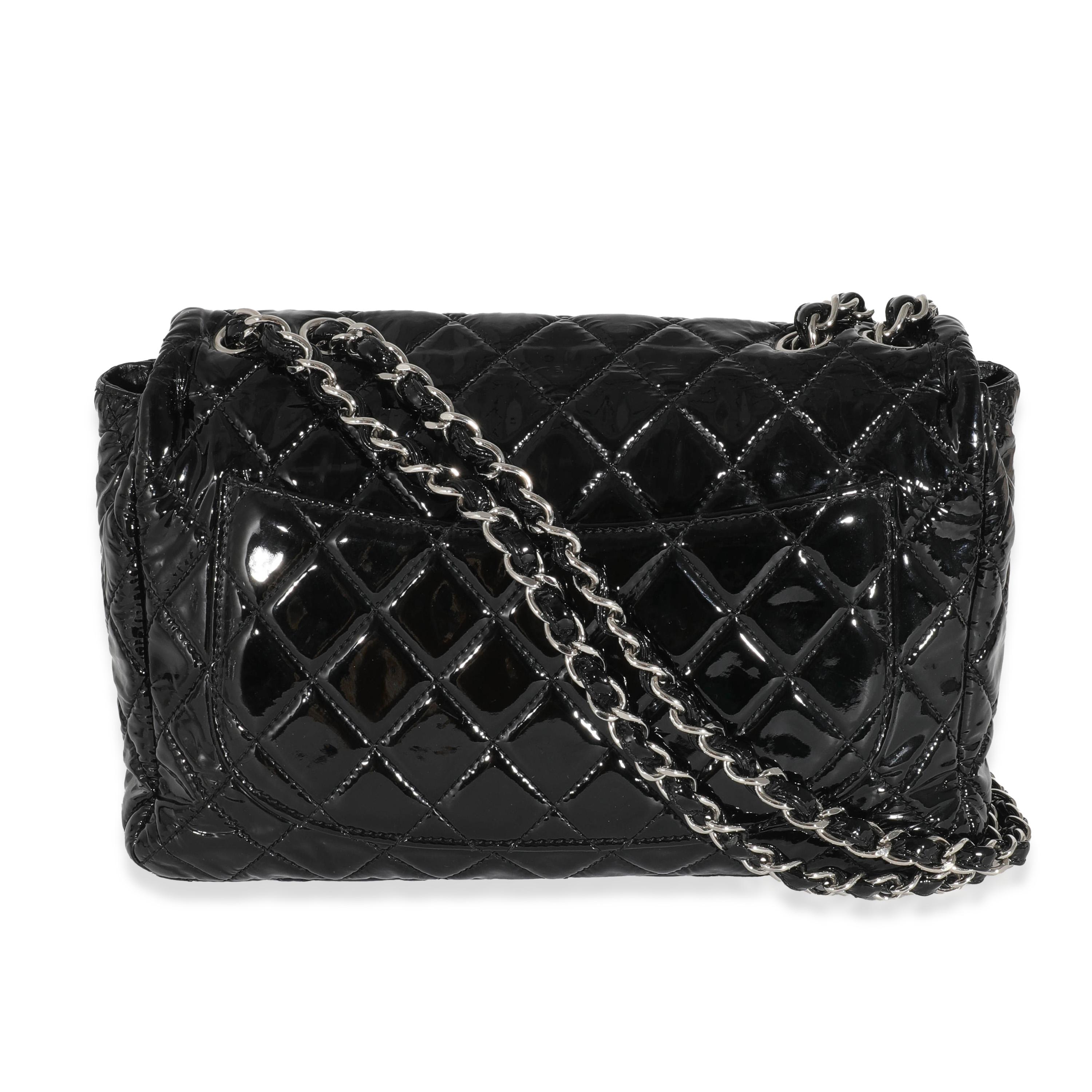 Chanel Black Patent Soft Jumbo Single Flap Bag 5