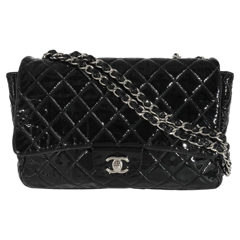 Chanel Black Patent Soft Jumbo Single Flap Bag For Sale at 1stDibs