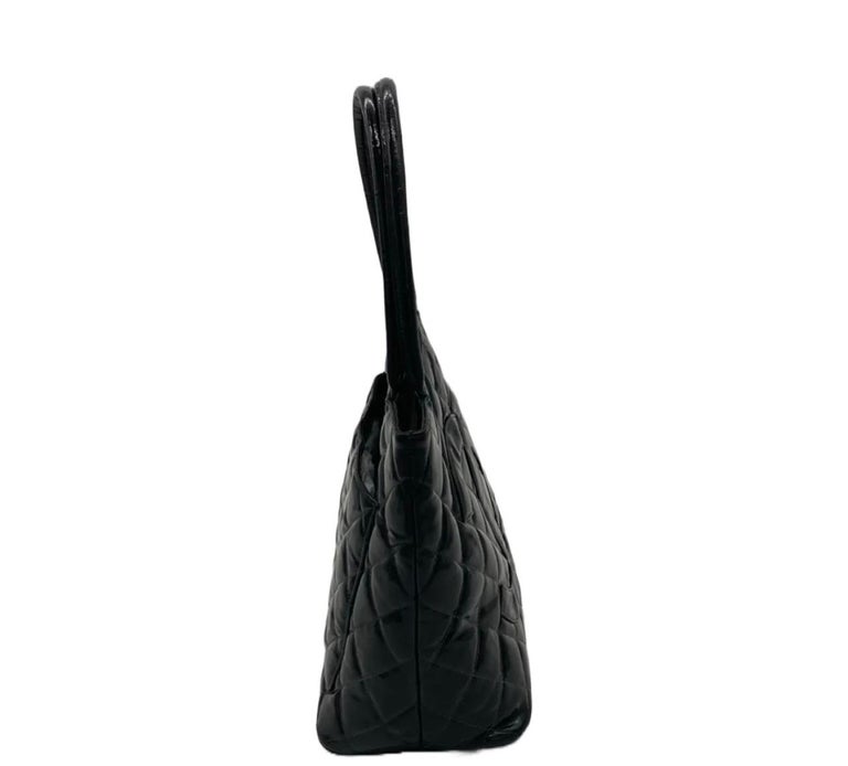 Chanel Black Patent Tote For Sale at 1stDibs