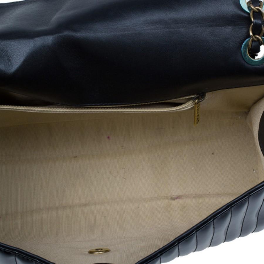 Chanel Black Patent Vertical Stripe Maharajah Flap Bag 6
