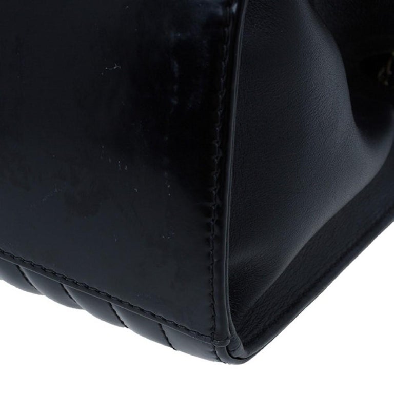 Chanel Black Patent Vertical Stripe Maharajah Flap Bag For Sale at 1stDibs
