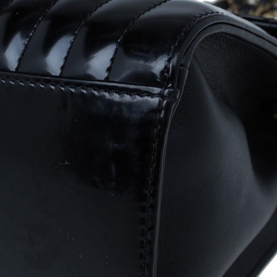 Chanel Black Patent Vertical Stripe Maharajah Flap Bag 4