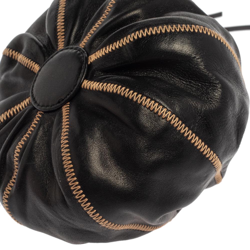 Chanel Black/Peach Leather Reversible Drawstring Tassel Bag 6