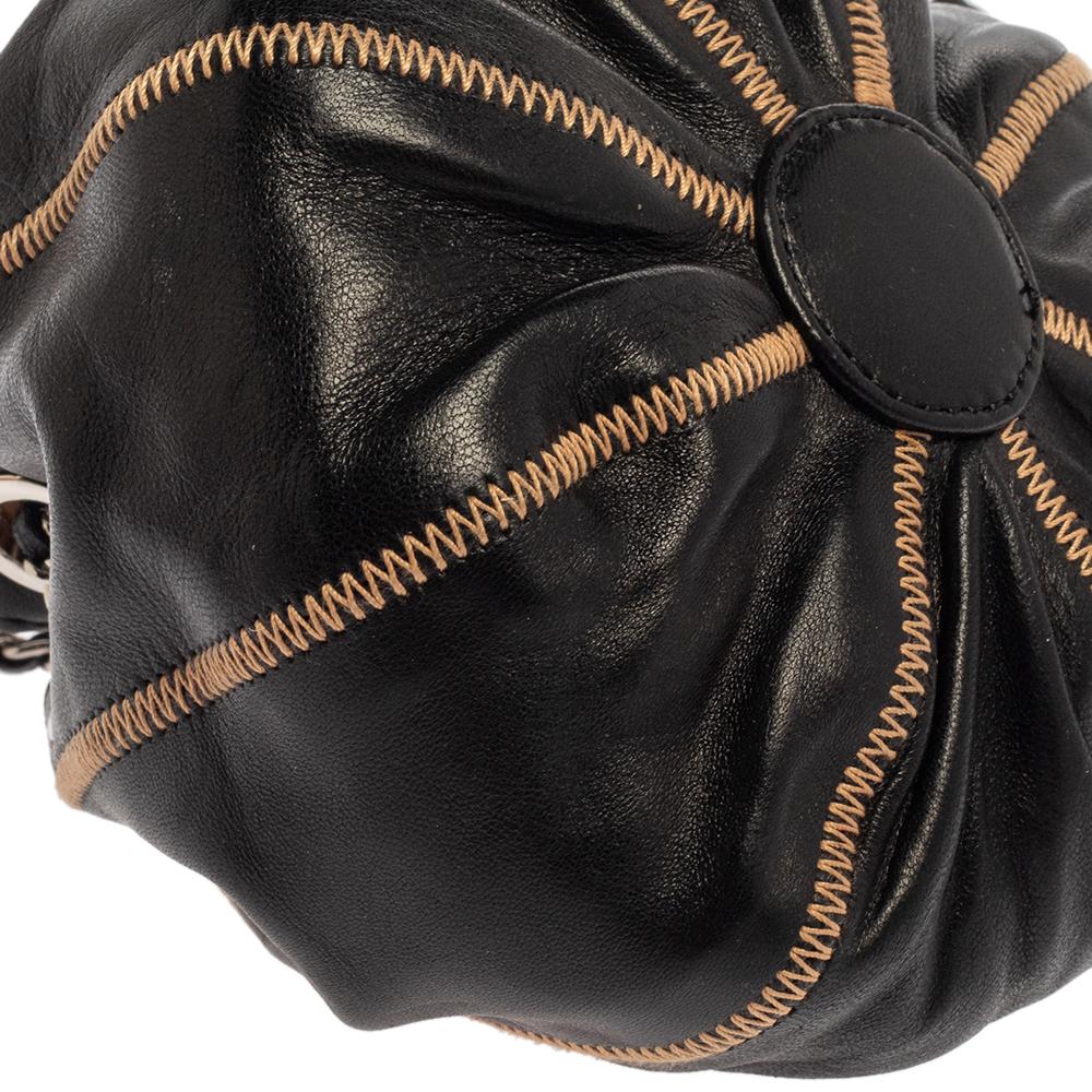 Chanel Black/Peach Leather Reversible Drawstring Tassel Bag 2