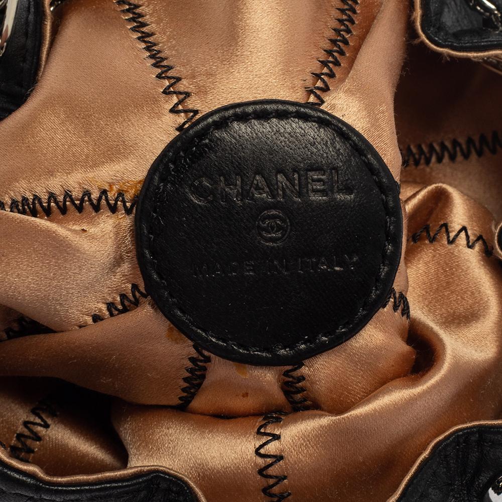 Chanel Black/Peach Leather Reversible Drawstring Tassel Bag 3