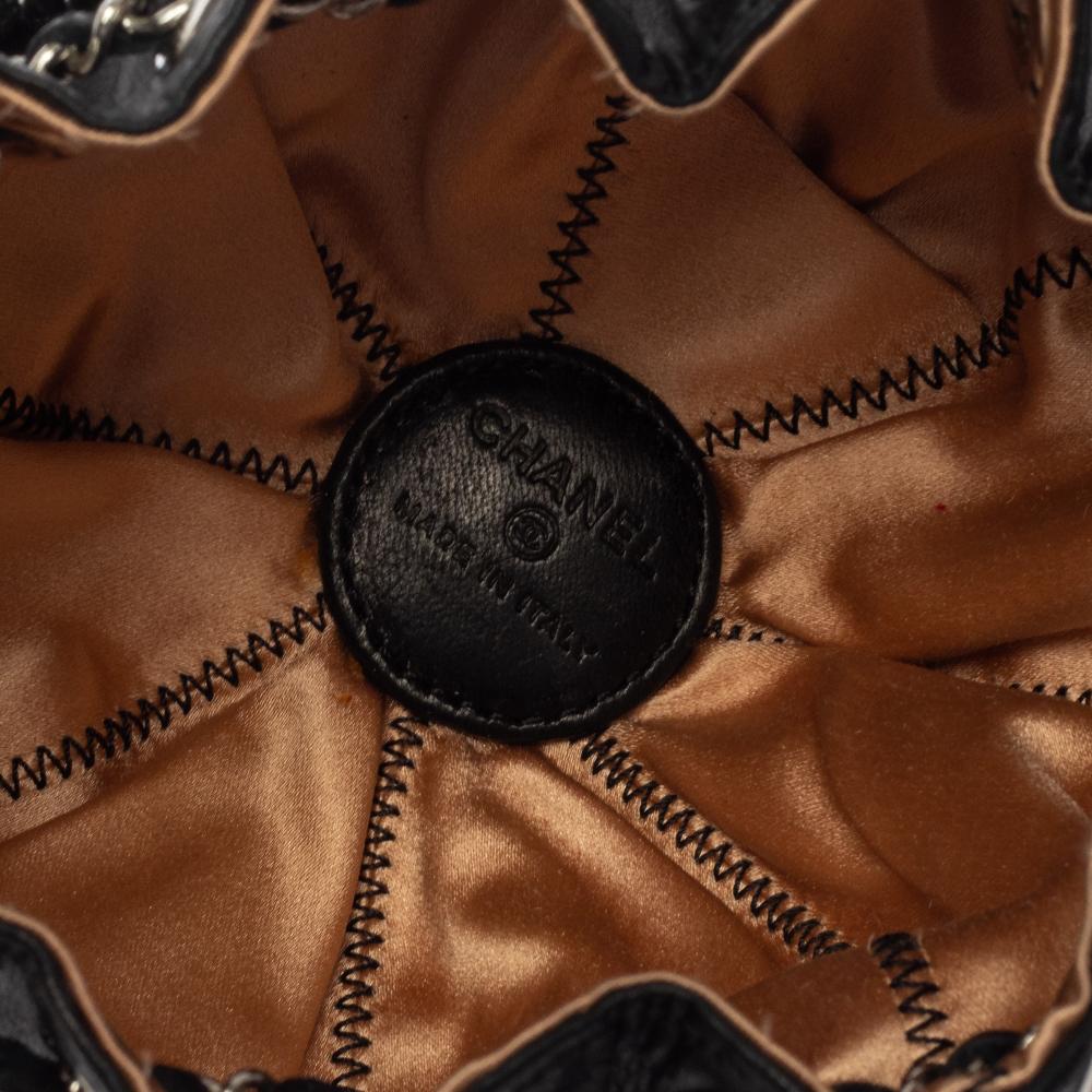 Chanel Black/Peach Leather Reversible Drawstring Tassel Bag 4