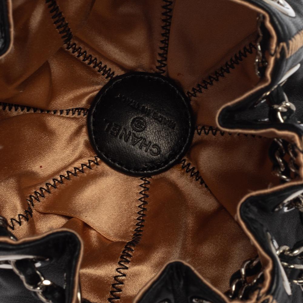 Chanel Black/Peach Leather Reversible Drawstring Tassel Bag 5