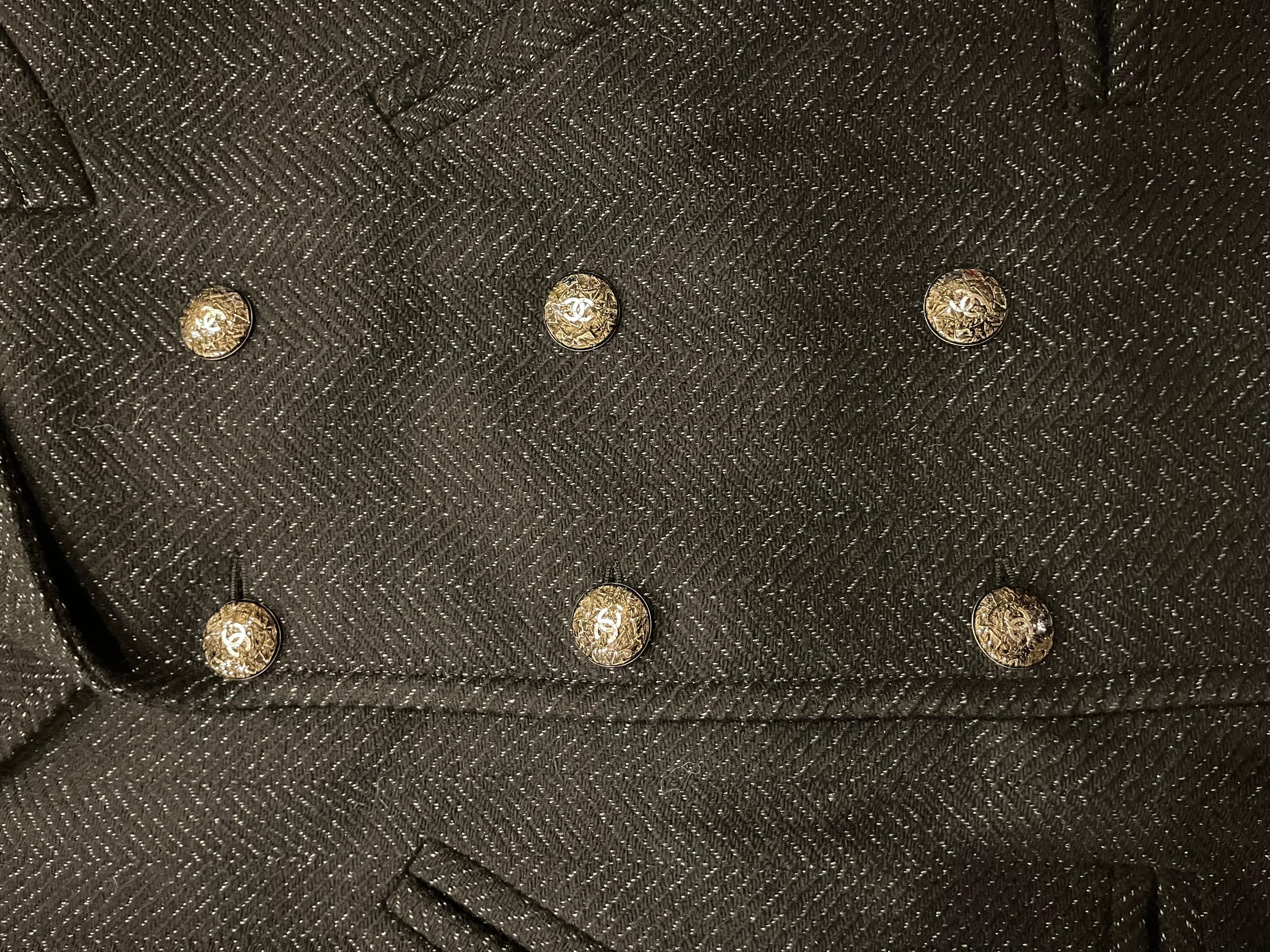 Chanel Black Peacoat CC Buttons *RARE* For Sale 1