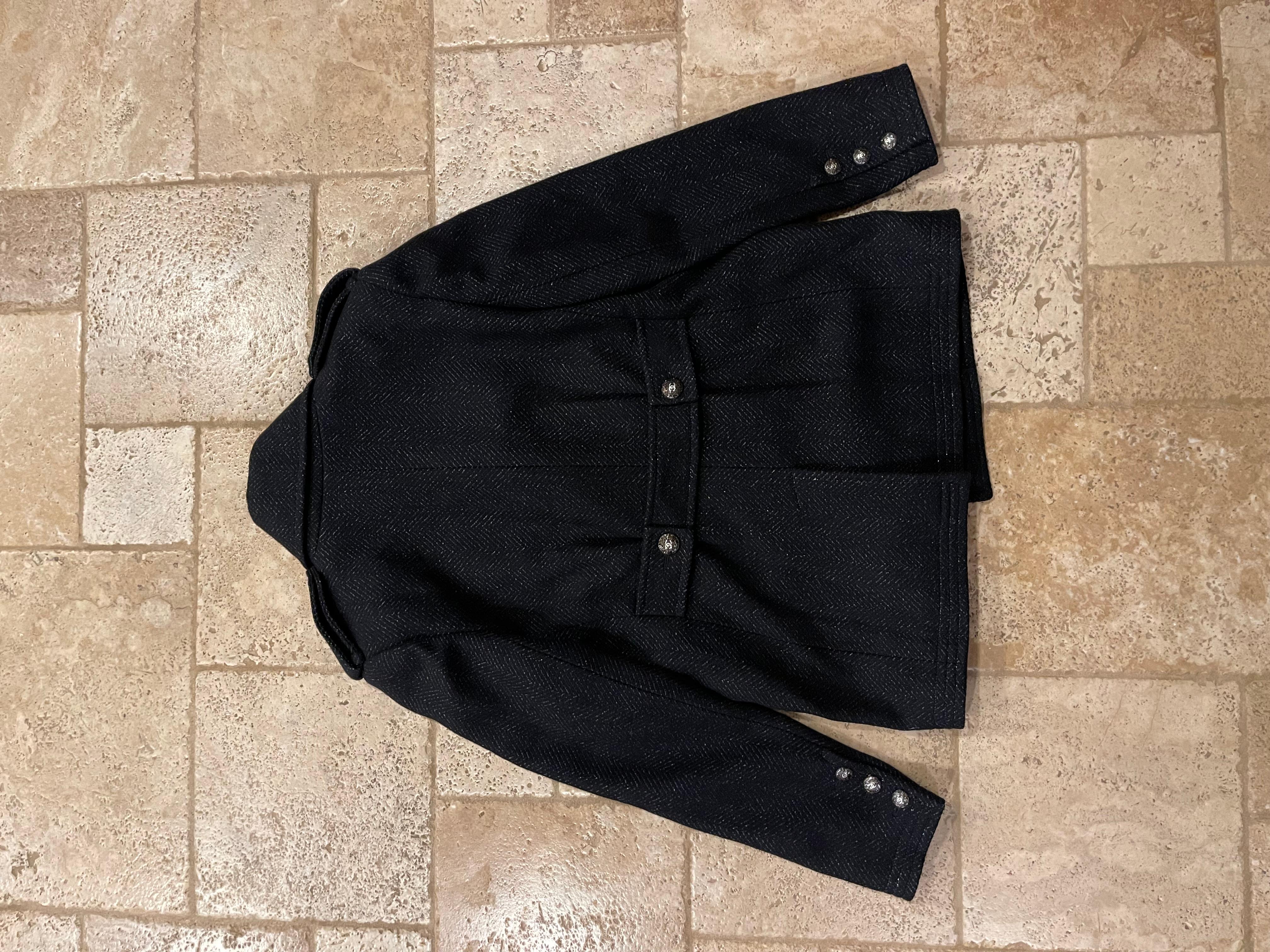 Chanel Black Peacoat CC Buttons *RARE* For Sale 5