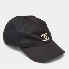 Chanel Schwarz Perle CC Seide Baseballkappe