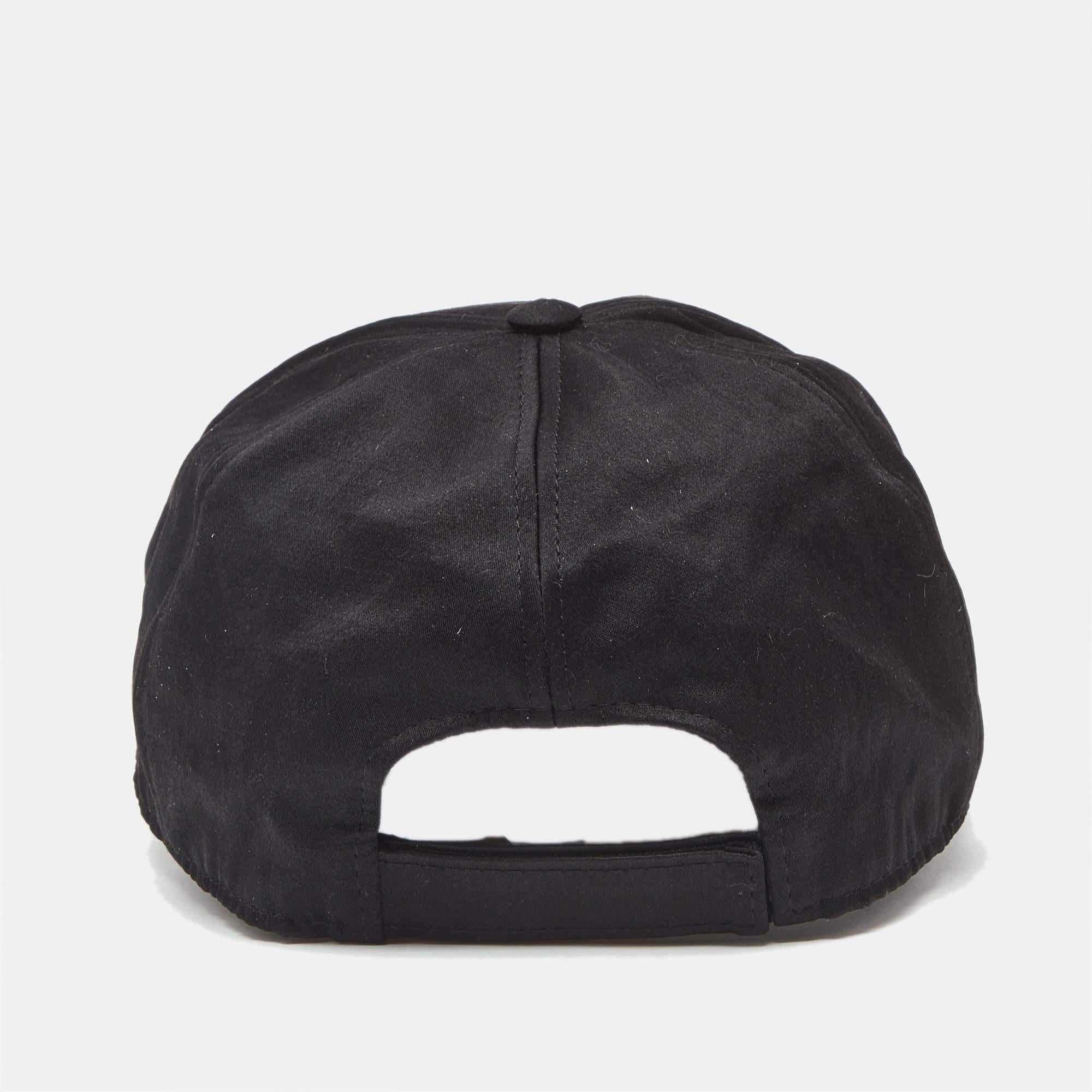 Chanel Black Pearl CC Silk Baseball Cap In Excellent Condition In Dubai, Al Qouz 2