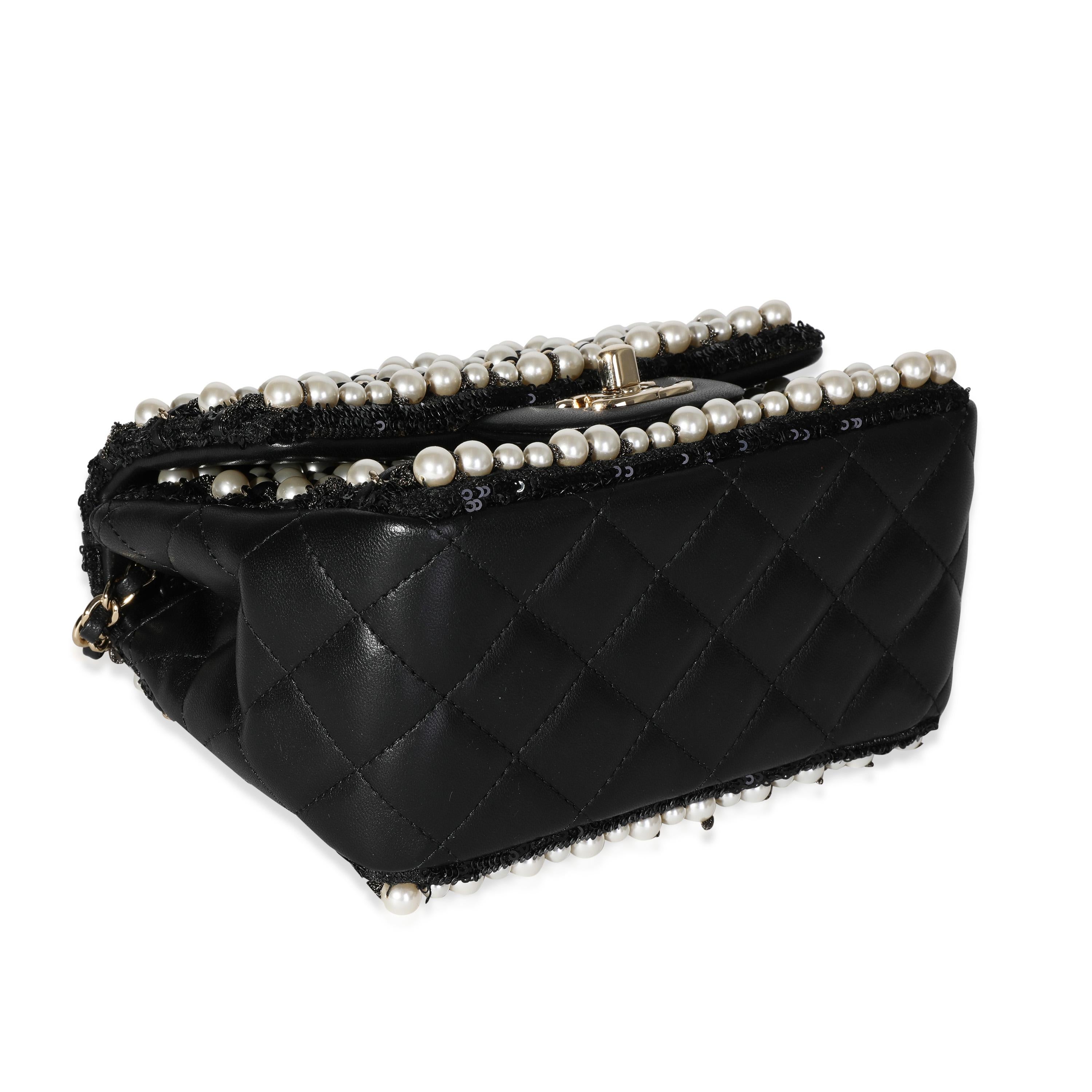 Chanel Black Pearl & Chains Quilted Mini Flap 1