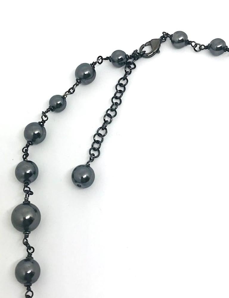 Chanel Black Pearl, Gunmetal & Rhinestone Accent Long Necklace, 2018 11