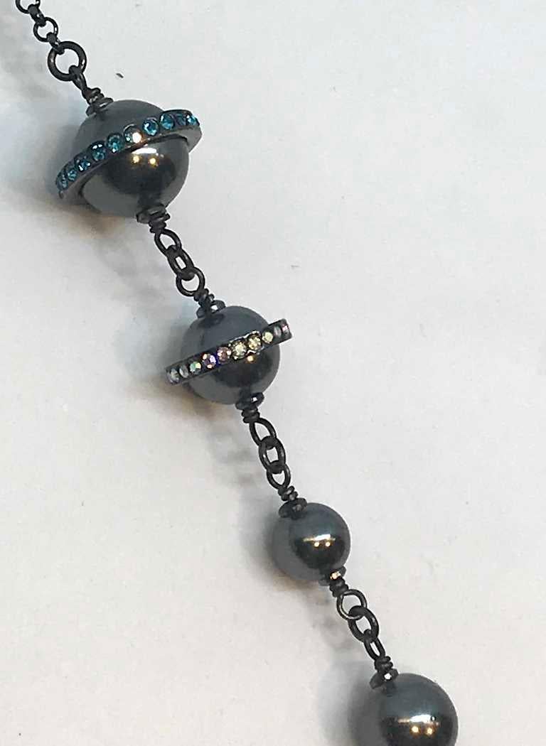 Chanel Black Pearl, Gunmetal & Rhinestone Accent Long Necklace, 2018 4