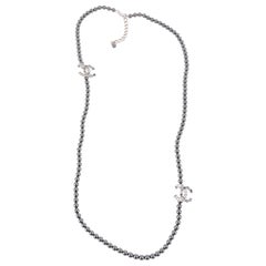 Chanel Black Pearl Necklace - silver