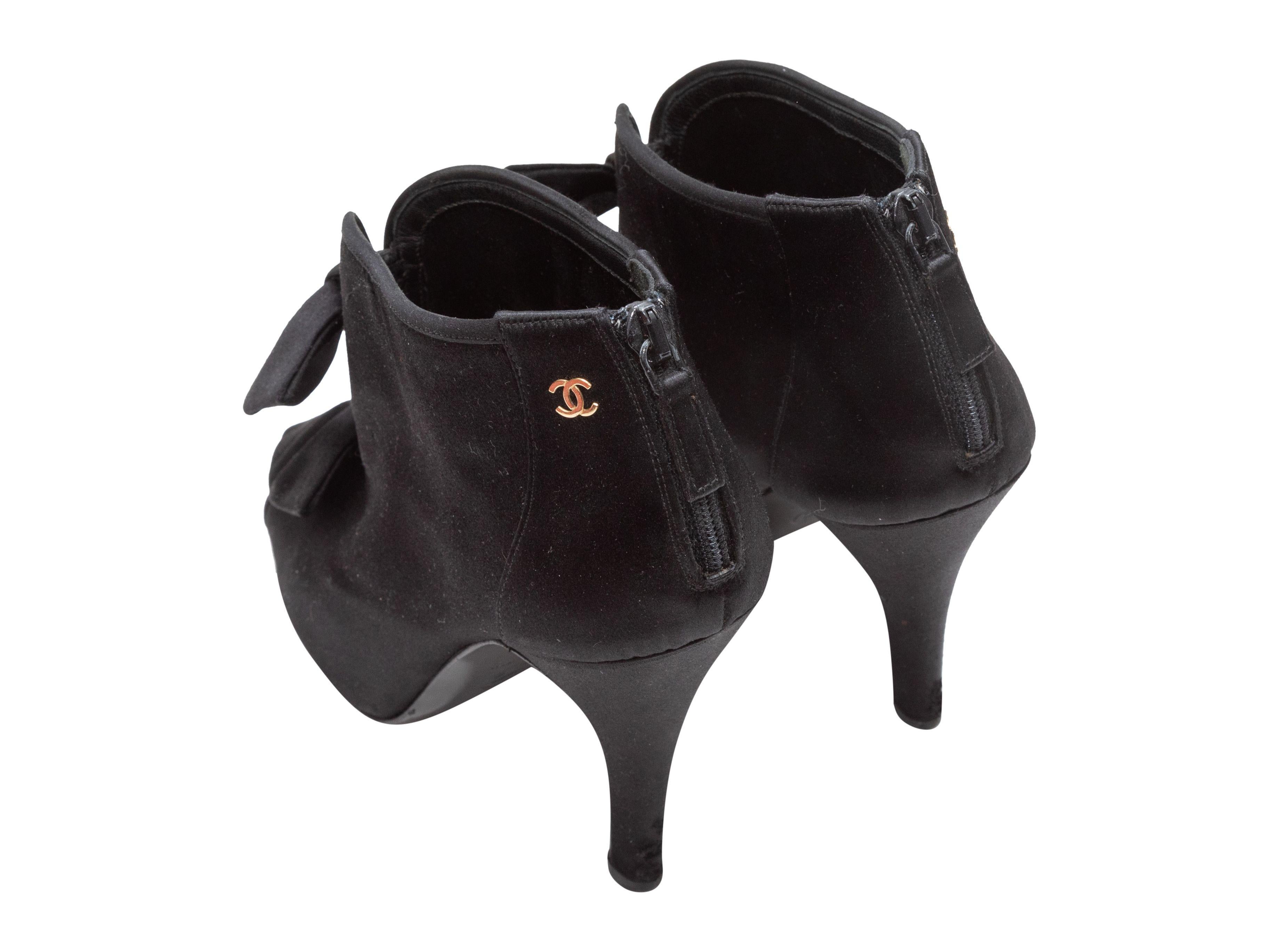Women's Chanel Black Peep-Toe Bow Booties