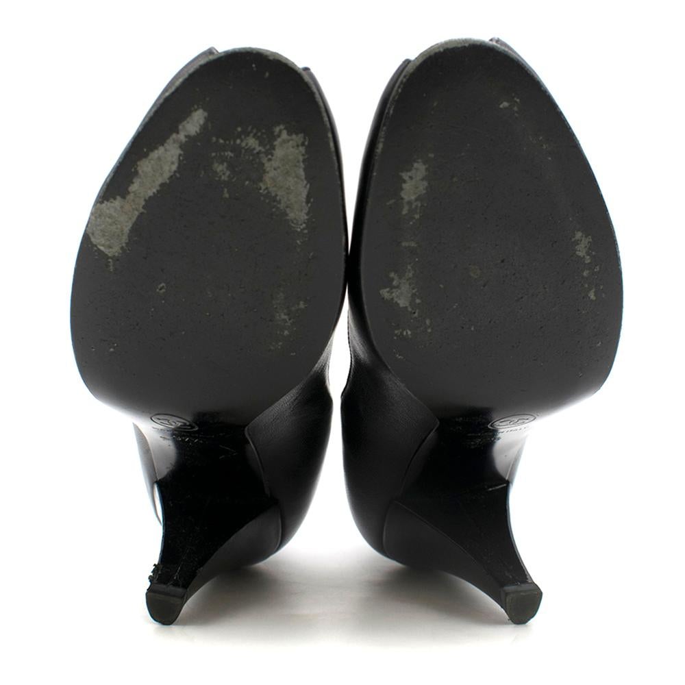 Chanel Black Peep-Toe Leather Pumps SIZE 37.5 5