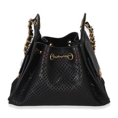 Chanel Black Perforated Calfskin Small Chanel 25 Hobo