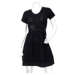Chanel - Mini robe babydoll en coton perforé - Noir
