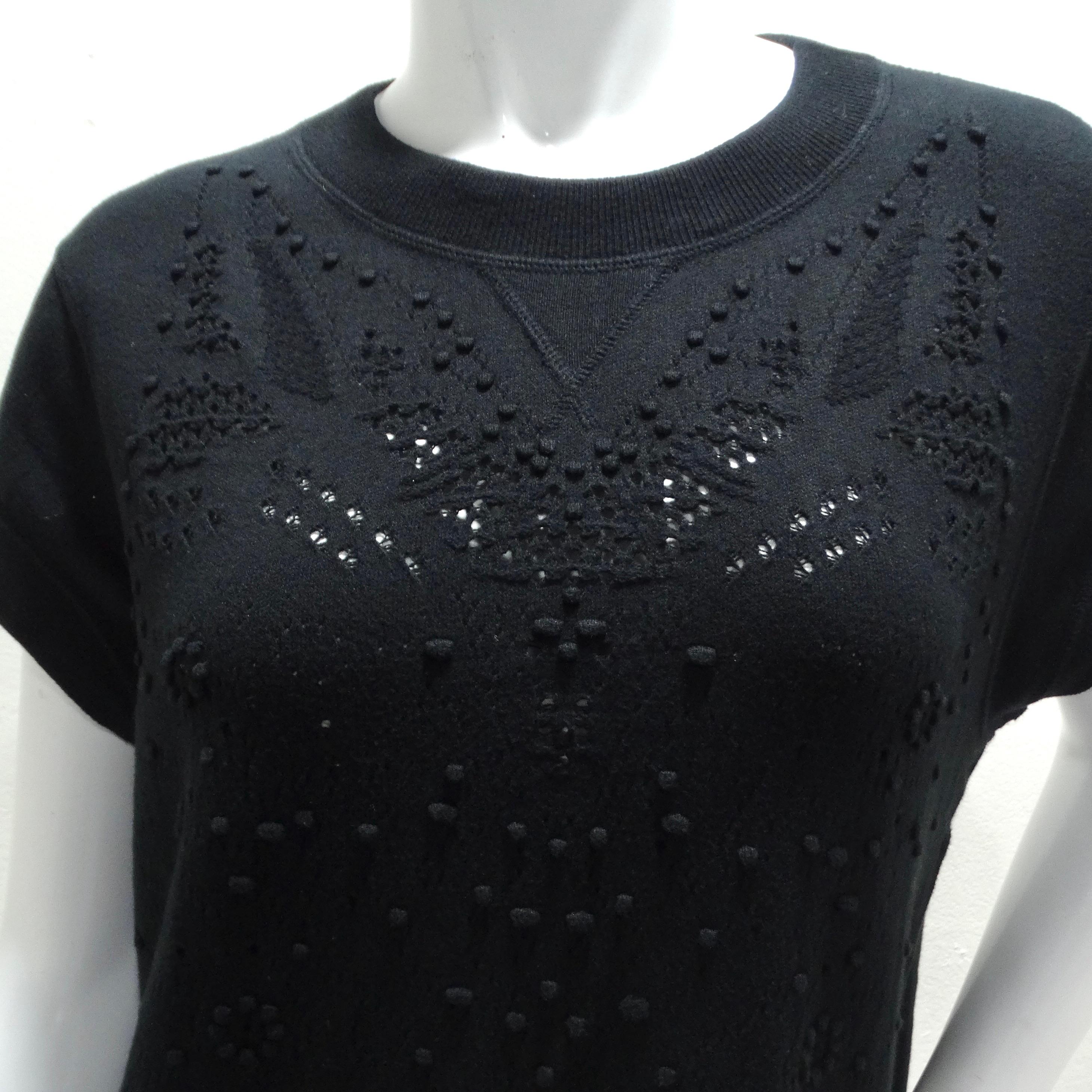 Women's or Men's Chanel Black Perforated Knit Short Sleeve Dress For Sale