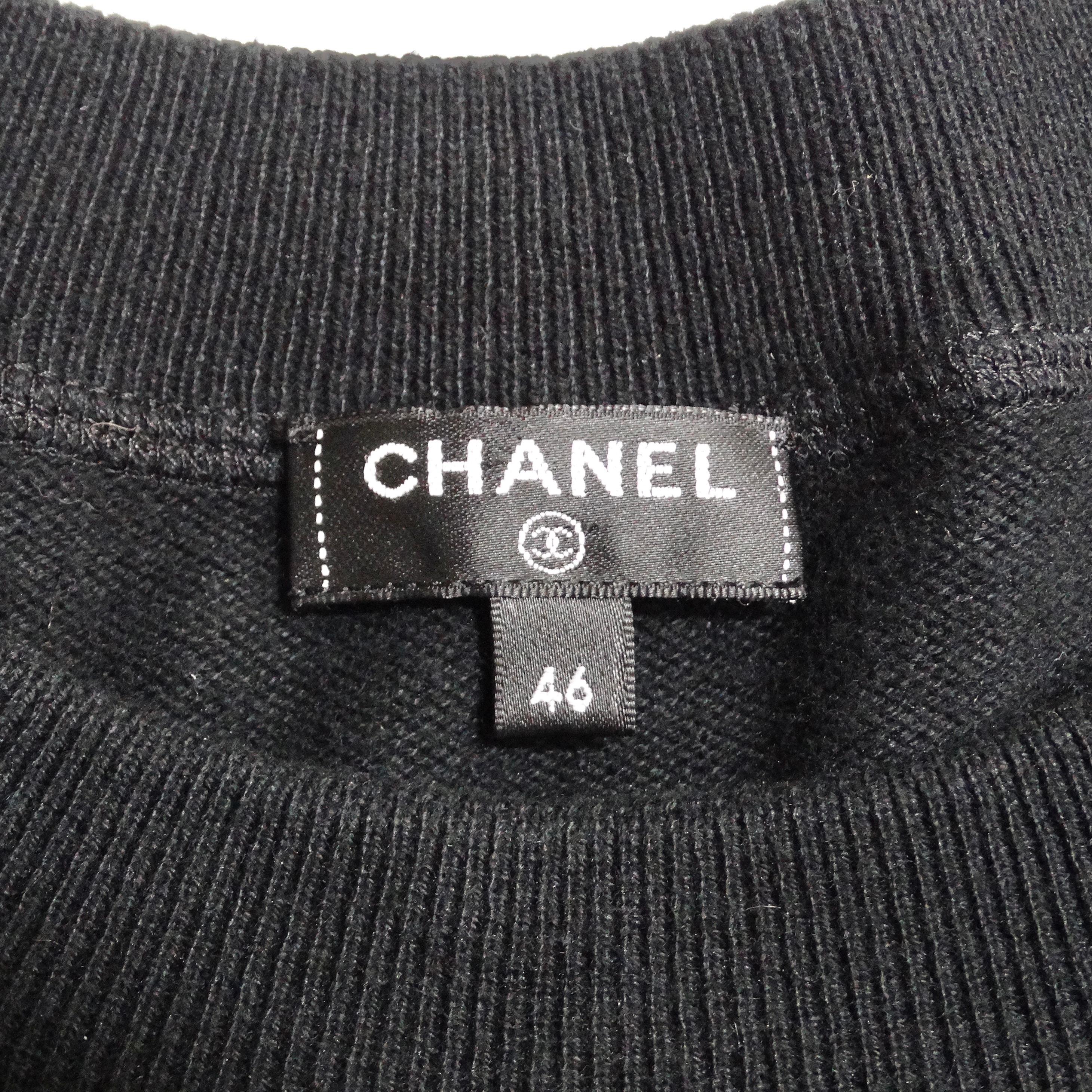 Chanel Black Perforated Knit Short Sleeve Dress For Sale 4