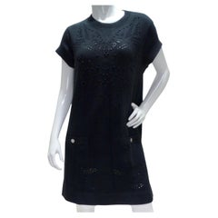 Chanel Black Perforated Knit Short Sleeve Dress