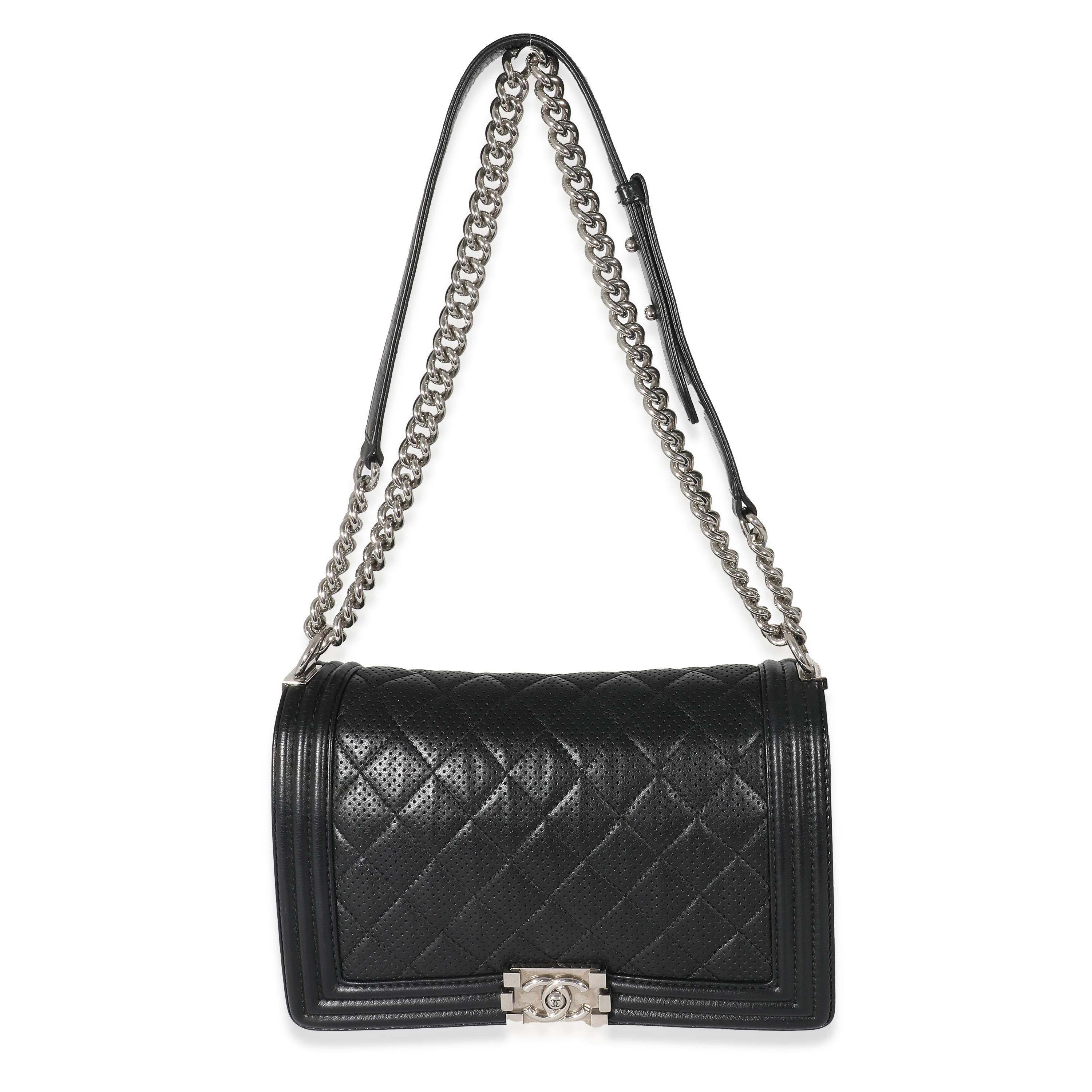 Chanel Black Perforated Lambskin New Medium Boy Bag 1