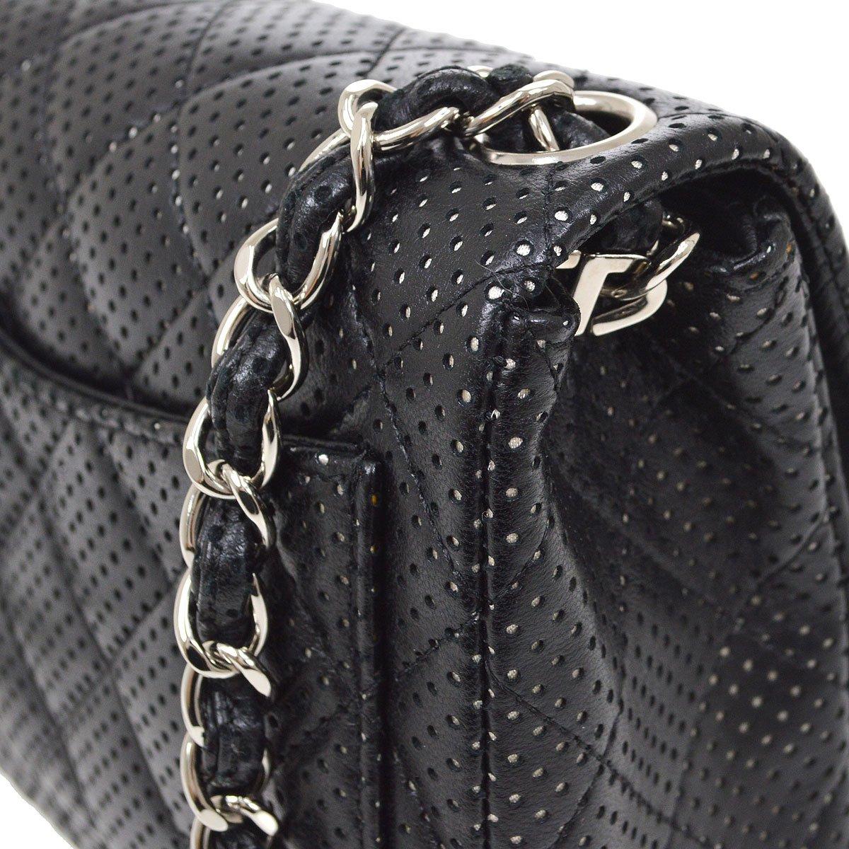 CHANEL Black Perforated Lambskin Quilted hardware Small Shoulder Flap Bag In Good Condition In Chicago, IL