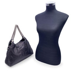 Chanel Black Perforated Leather CC Rodeo Drive Hobo Bag 2000s