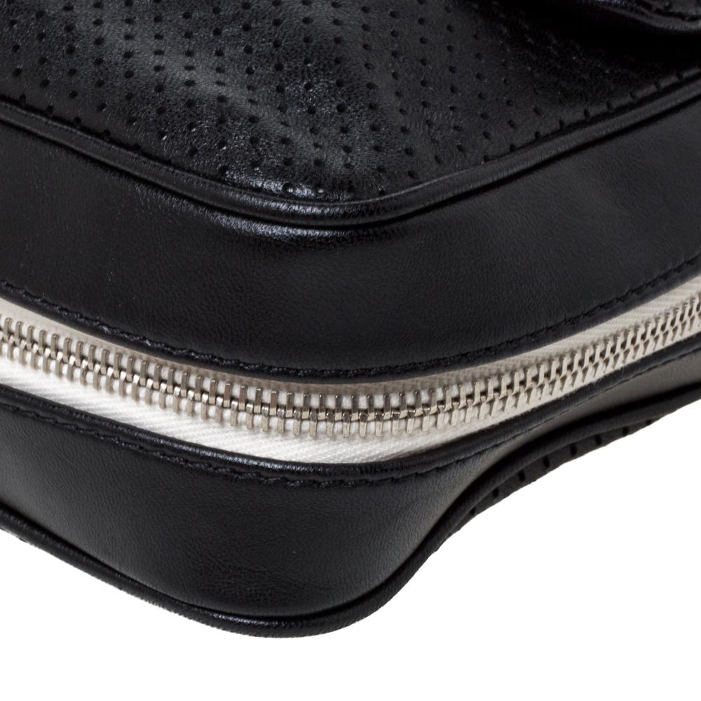 Chanel Black Perforated Leather Medium Baseball Spirit Flap Bag 2