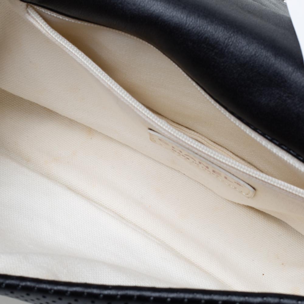 Chanel Black Perforated Leather Medium Baseball Spirit Flap Bag 3