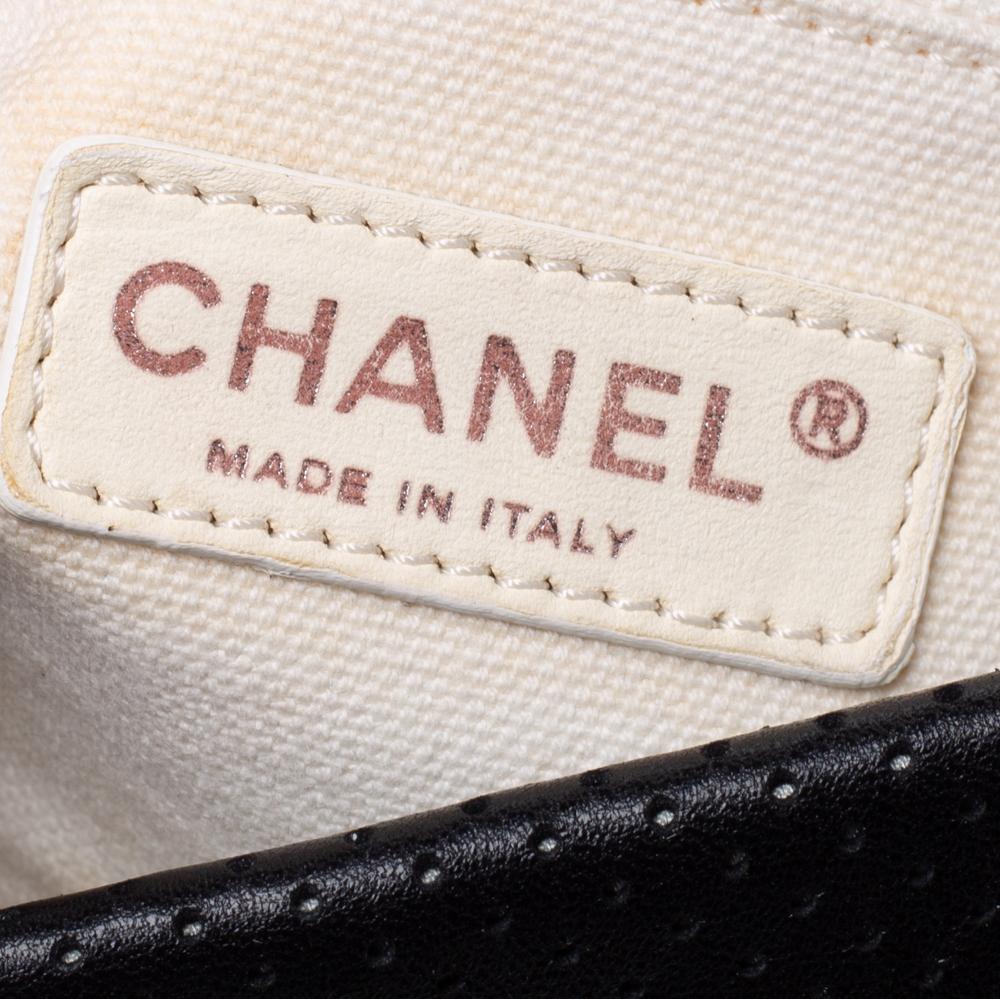 Chanel Black Perforated Leather Medium Baseball Spirit Flap Bag 4