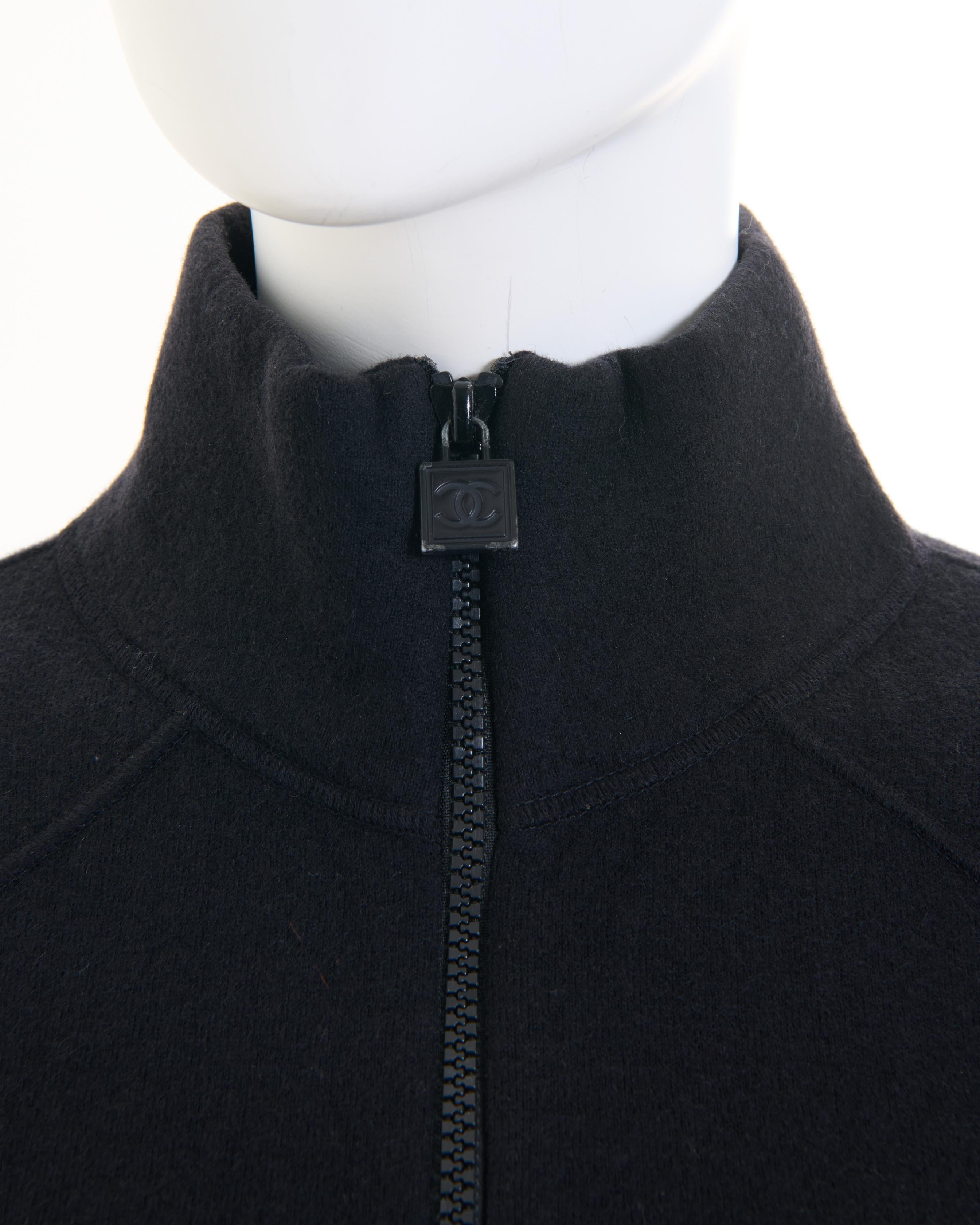 Women's Chanel Black Pile Zipper Dress For Sale