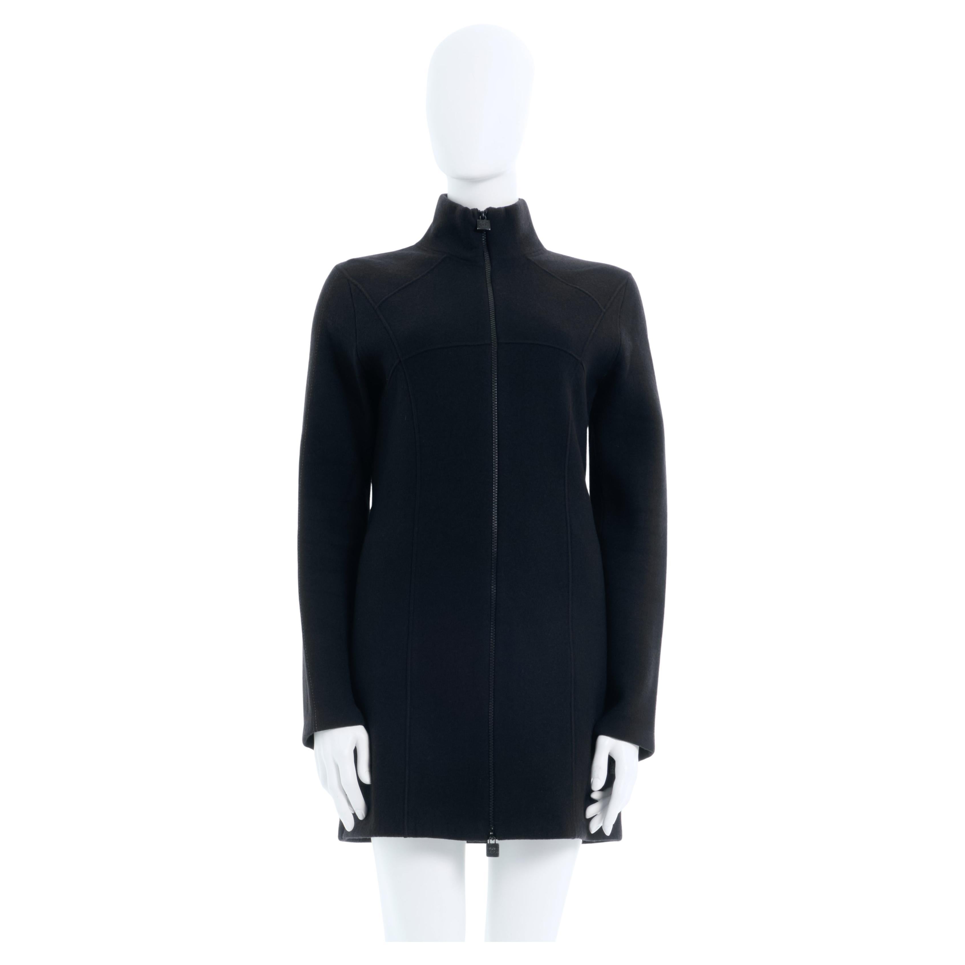 Chanel Black Pile Zipper Dress For Sale