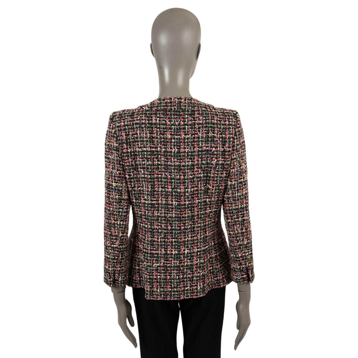 CHANEL noir et rose 2019 19P COLLARLESS BEADED TWEED Jacket 40 M Pour femmes en vente