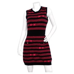 Chanel Black & Pink Chain Link Pattern Cashmere Sleeveless Mini Dress