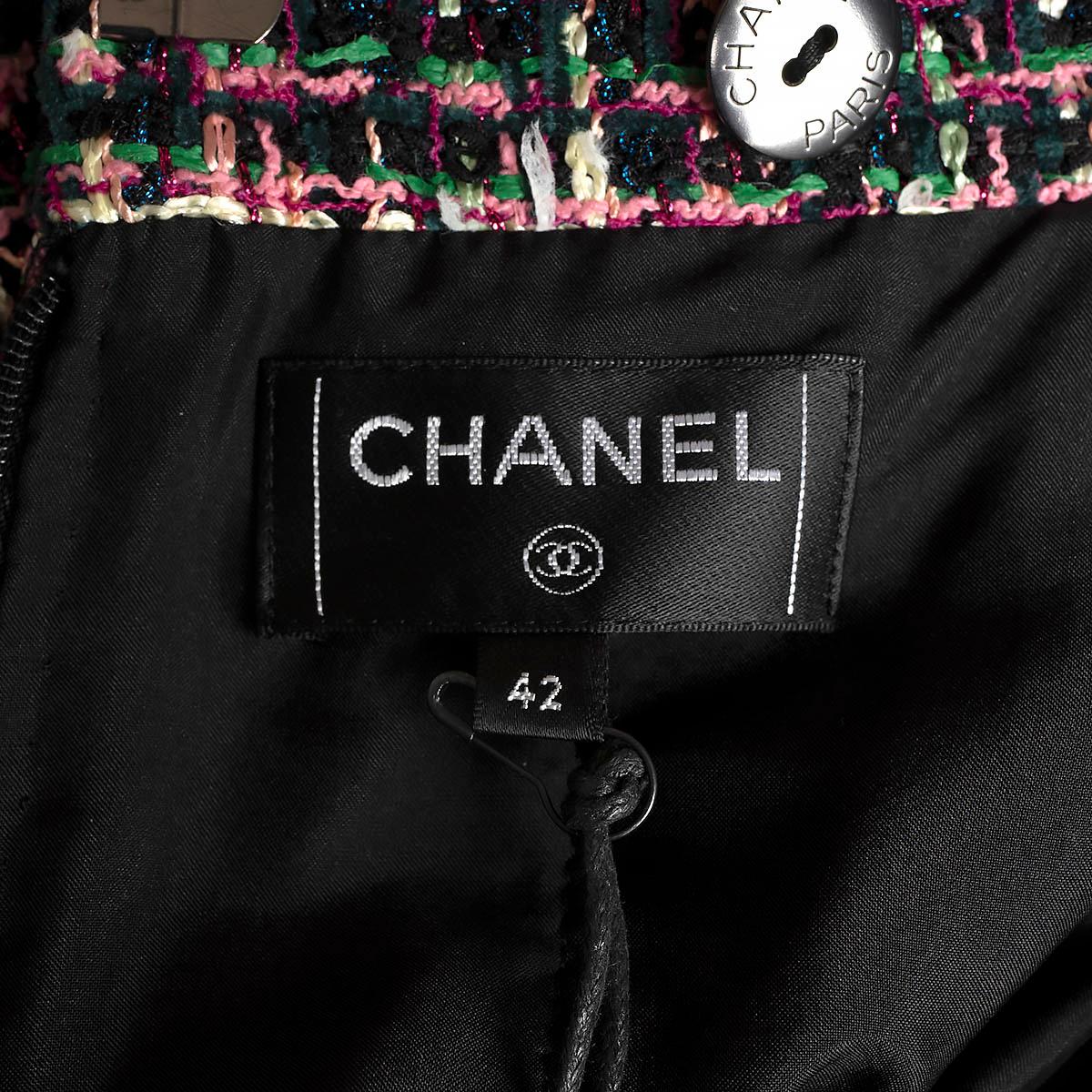 CHANEL black & pink cotton 2019 19P BEADED TWEED MINI Skirt M For Sale 3