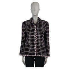 CHANEL black & pink wool blend 23K TWEED Jacket 44 L