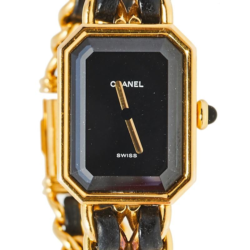 Chanel Black Plated Stainless Steel & Leather Premiere Women's Wristwatch 20 mm 4