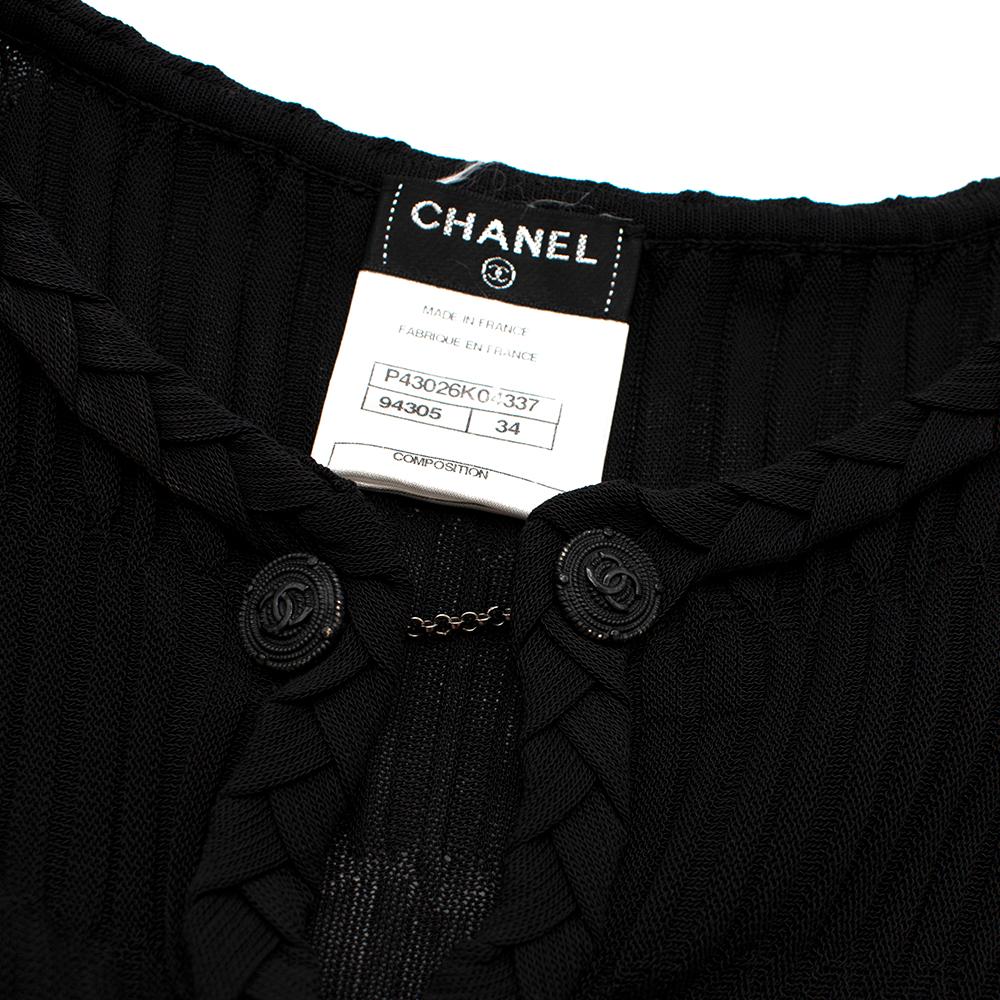 Chanel Black Pleated Chain Detail Button Neck Dress - Size US 0-2 1
