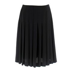 Chanel Black Pleated Chiffon Skirt 38R